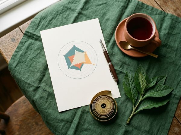 A printed wellness index report, a pen and a cup of tea on green linen